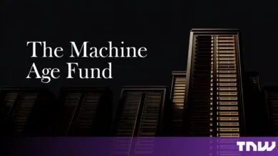 Text reading The Machine Age Fund against a backdrop of server racks in dark lighting