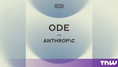 Minimalist graphic featuring the text ODE with ANTHROPIC and a subtle logo against a textured background.