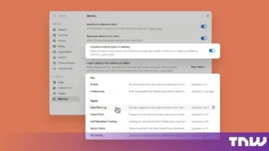 Claude AI memory settings interface showing stored user details and topics on an orange background.
