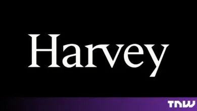 The white text Harvey centered against a solid black background with a purple bar at the bottom.