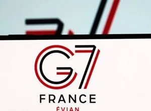 G7 France Evian 2026 logo displayed on a smartphone screen.