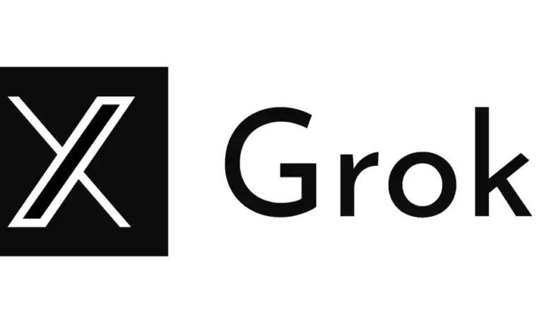 Grok logo: a stylized black 'X' in a square, next to the word 'Grok' in bold sans-serif font.