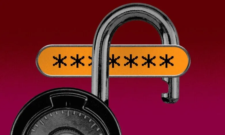Padlock with obscured password, emphasizing online security and data protection.