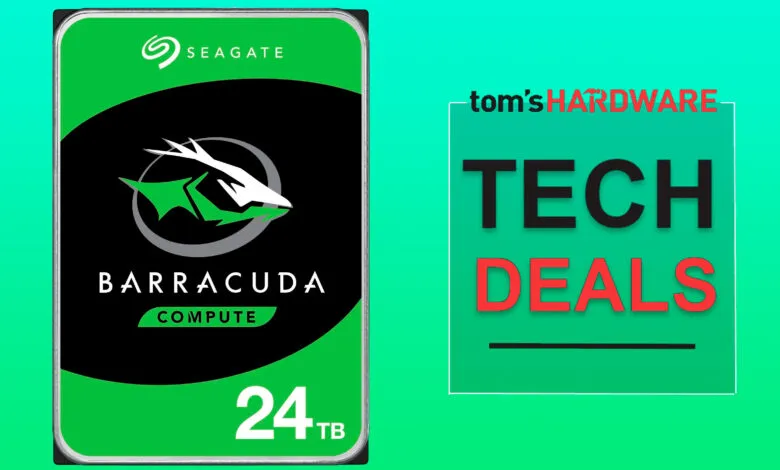 Seagate Barracuda Compute 24TB hard drive featured in Tom's Hardware tech deals.