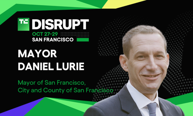 Mayor Daniel Lurie, Mayor of San Francisco, speaking at TechCrunch Disrupt event.