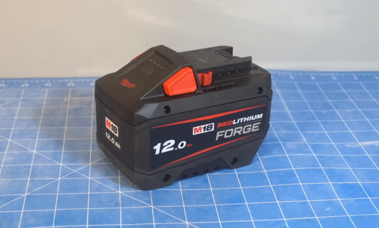 Milwaukee M18 RedLithium Forge 12.0 Ah battery pack.