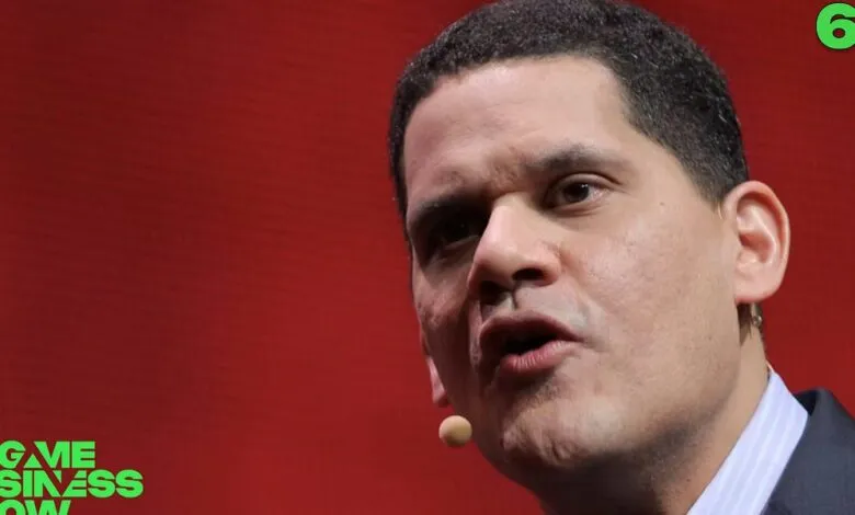 Reggie Fils-Aimé speaking on stage at The Game Business Show.