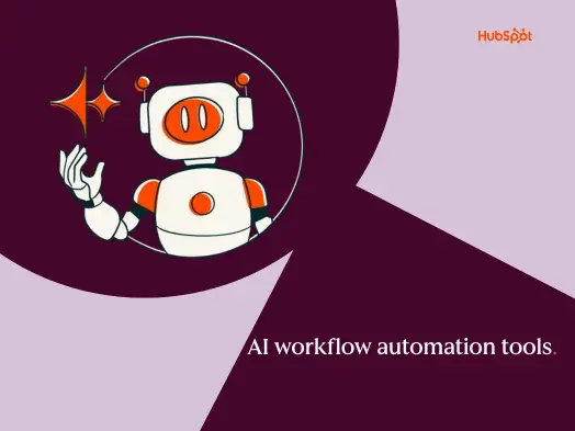Cartoon robot with hand outstretched towards a star, HubSpot logo in corner.