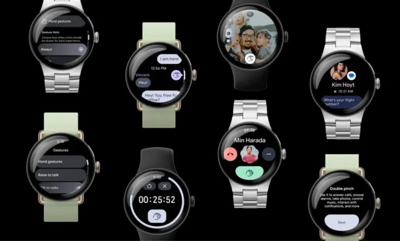 Google Pixel Watch showcasing various features and watch faces.