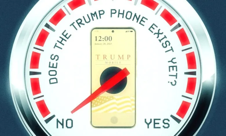 Gauge showing 'Trump Phone' status, needle pointing towards 'No'.