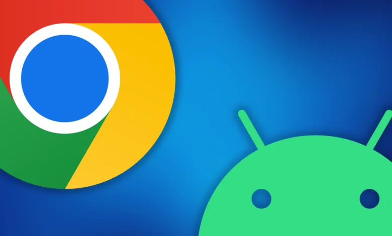 Chrome and Android logos side-by-side on a blue gradient background.
