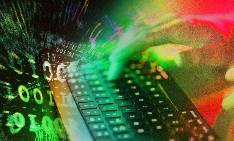 Hands type on keyboard with binary code overlay, suggesting cybersecurity.