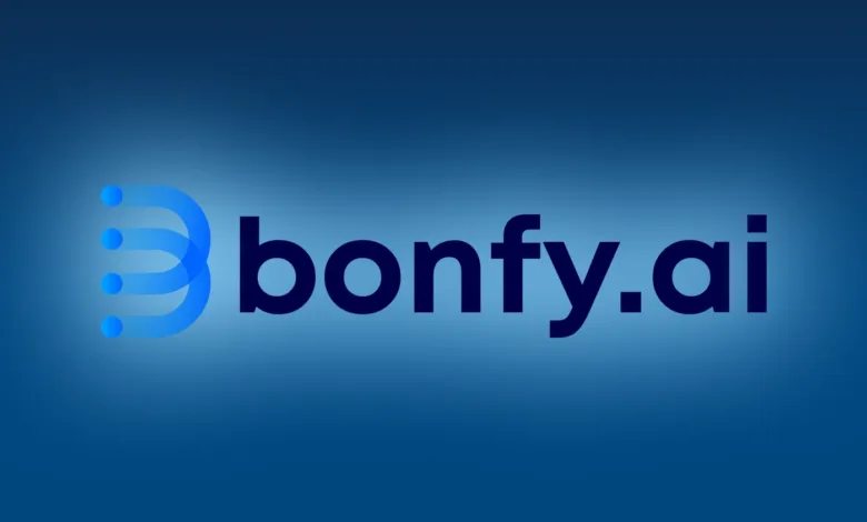 Bonfy.ai logo on a blue gradient background.