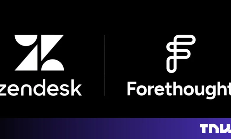 Zendesk and Forethought logos against a black background.