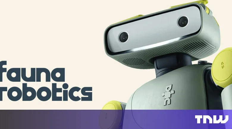 Fauna Robotics robot with a screen-like face and yellow accents.