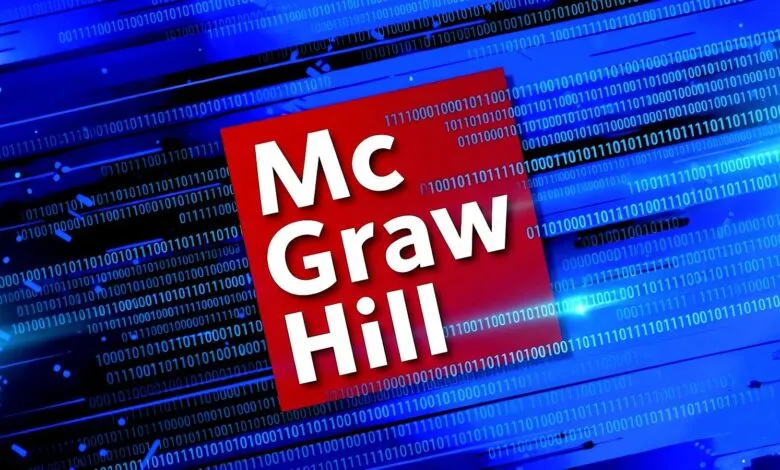 McGraw Hill logo on a red square against a blue binary code background.