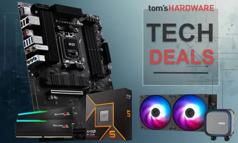 PC components: motherboard, RAM, CPU, and cooler for tech deals.