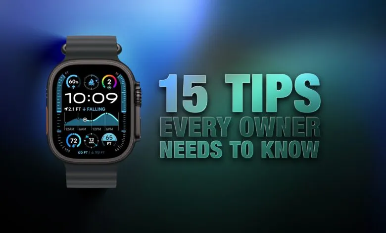 Apple Watch Ultra display showing time, depth, and other data.