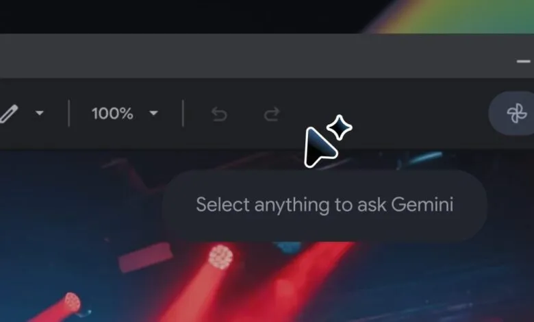 Screenshot of Chrome browser with Gemini selection tool active.