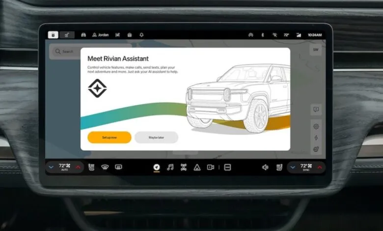 Rivian infotainment screen displaying the Rivian Assistant setup prompt.