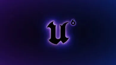 Unreal Engine 6 logo with a glowing purple outline.
