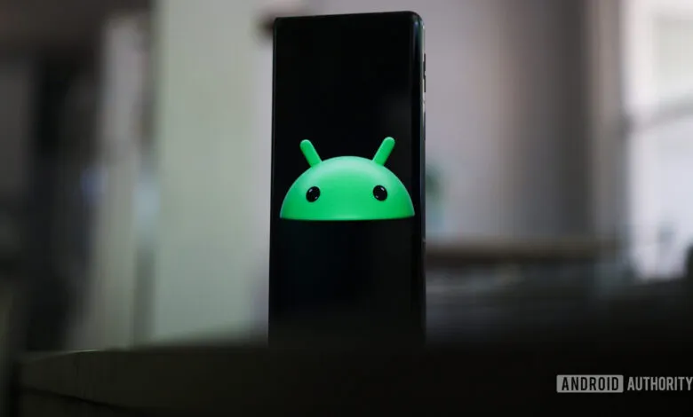 Android logo displayed on a smartphone screen.