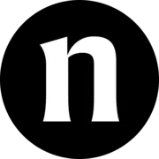 White lowercase 'n' in a gothic font against a black square background.