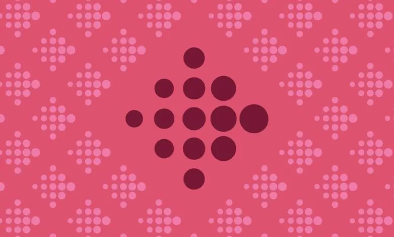 Fitbit logo pattern in shades of pink and maroon.