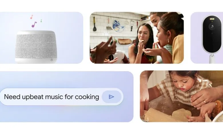 Smart home devices and family activities displayed in a modern collage.