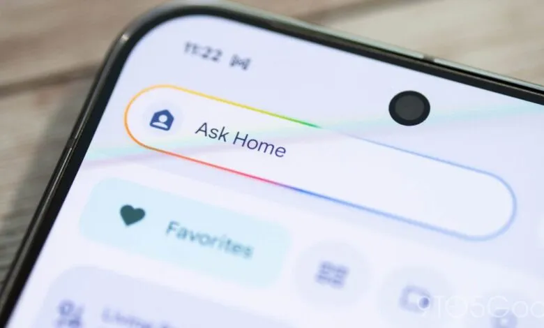 Close-up of a smartphone screen displaying the Google Home app interface.