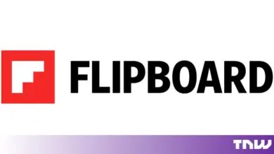 Flipboard logo featuring a red square with a white F and bold black text on a white background