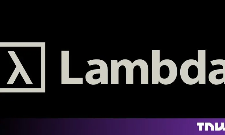 Lambda company logo featuring a Greek lambda symbol in a square alongside the text Lambda against a black background