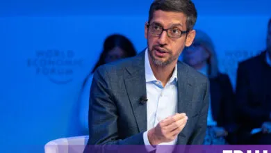 Google CEO Sundar Pichai speaks thoughtfully at a World Economic Forum panel.