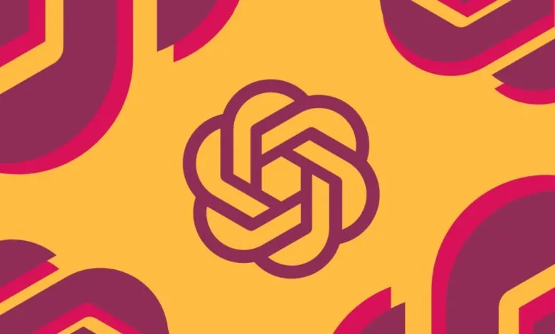 Colorful abstract background featuring the OpenAI logo surrounded by geometric shapes.