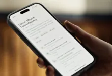 Person holding a smartphone displaying an AI app interface about a wedding itinerary.