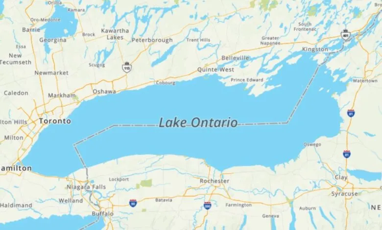 Detailed MapQuest map showing Lake Ontario, Toronto, Kingston, Rochester, and surrounding regions.