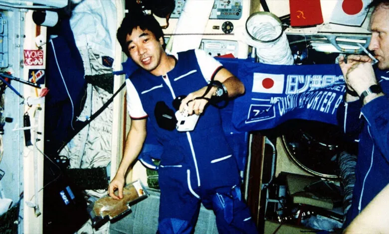 Japanese journalist Toyohiro Akiyama working aboard the Mir space station in 1990