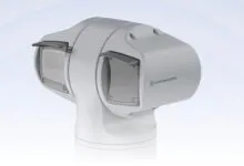 Quartermaster Smartmast marine camera system with dual lenses against a gradient background.