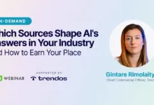 Webinar graphic featuring speaker Gintare Rimolaityte and the title Which Sources Shape AI's Answers