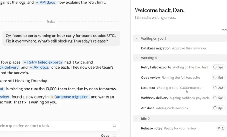Claude AI interface showing project tasks and discussion thread with Dan