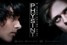 Close-up promotional image of actor Hunter Schafer and Bill Skarsgård for Hideo Kojima game Physint.