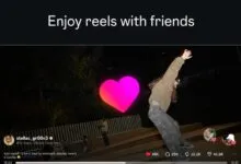 A social media interface showcasing a skateboarding reel with a glowing heart and friends feature.