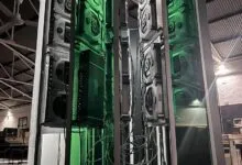 Vertical chassis and internal components of a historic Cray-1 supercomputer