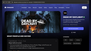 A browser window displaying the official Dead by Daylight Discord server discovery page.