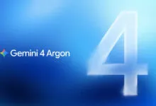 Gemini 4 Argon logo against a gradient blue background with a large glowing number four.