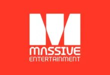 Massive Entertainment company logo in white centered on a bold red background.