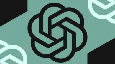 OpenAI logo centered on a geometric green background with dark and light accents.