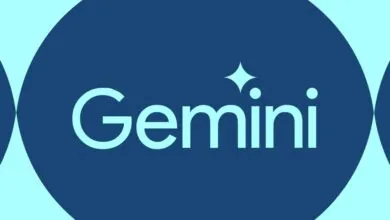 Google Gemini logo featuring light blue text and a sparkle icon against a dark and light blue background