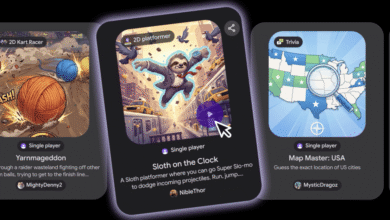 Interactive digital menu showcasing various casual video games like Yarnmageddon and Sloth on the Clock.