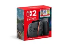 Packaging for the Japanese Nintendo Switch 2 bundle featuring console and Joy-Cons